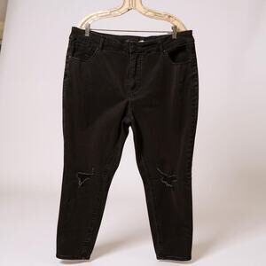 Seven7 Tummyless High Rise Skinny Jeans Women's Size 18W Ripped Black Stretch